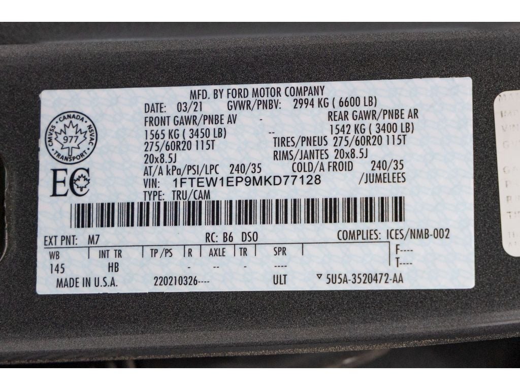 2021 Ford F-150 Lariat Sport Package