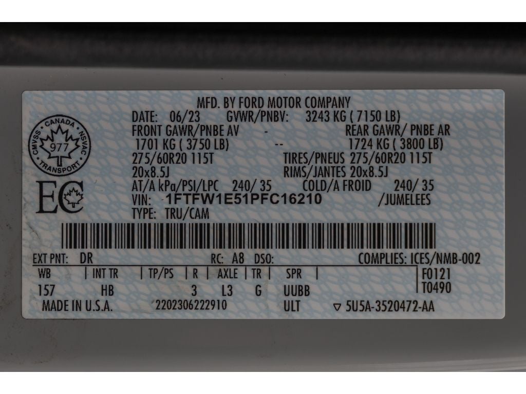 2023 Ford F-150 Lariat 5.0 liter V-8