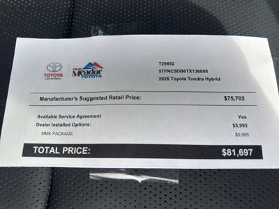 2026 Toyota Tundra i-FORCE MAX Tundra Platinum