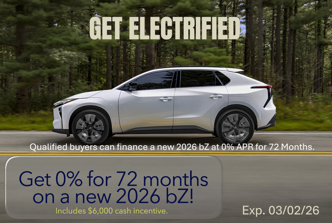 0% for 72mos on a new 2026 bZ White Bz on country road