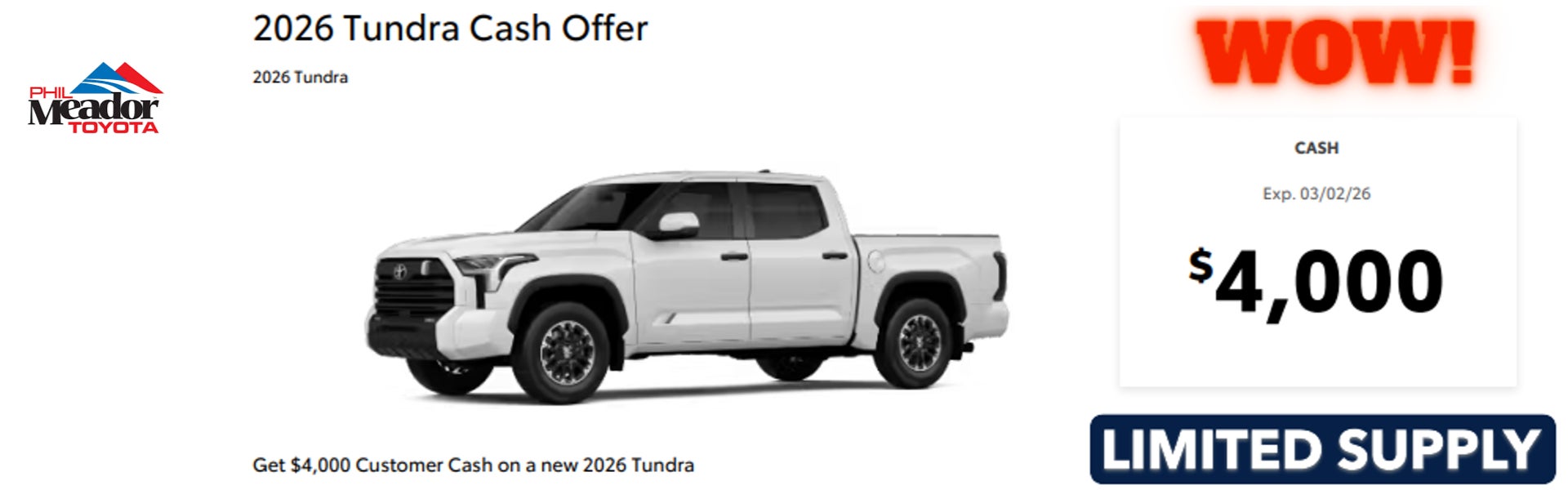 2026 Cash offer $4,000 customer cash